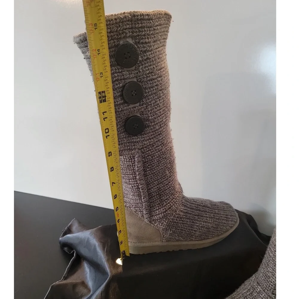 UGG Australia Cardy Grey Knit Tall Button Boots 5819 Womens‎ Size 7